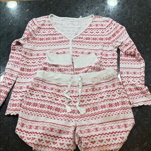 Cozy Womens Loft Pajamas Set - Red and White